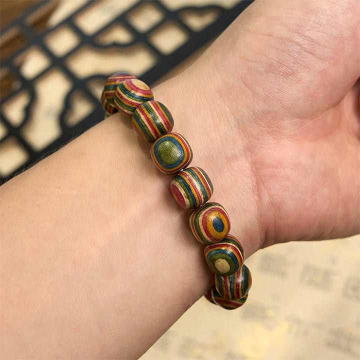 Buddha Stones Colorful Rainbow Eucalyptus Gourd Positive Bracelet - image 5