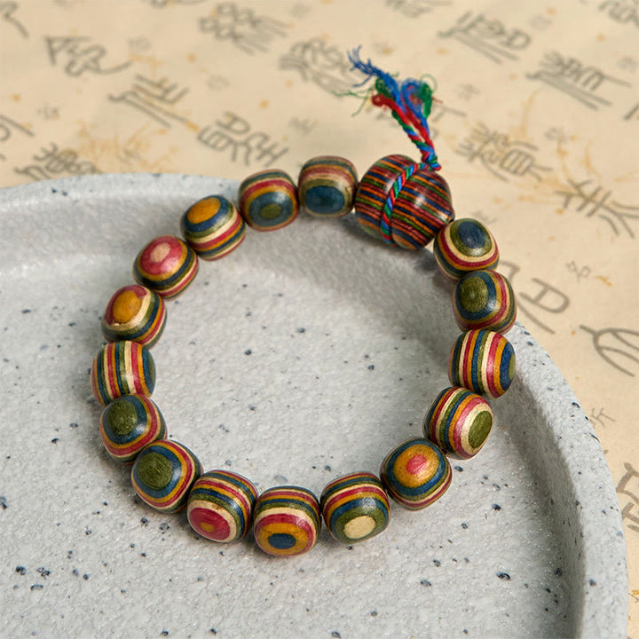 Buddha Stones Colorful Rainbow Eucalyptus Gourd Positive Bracelet - image 6