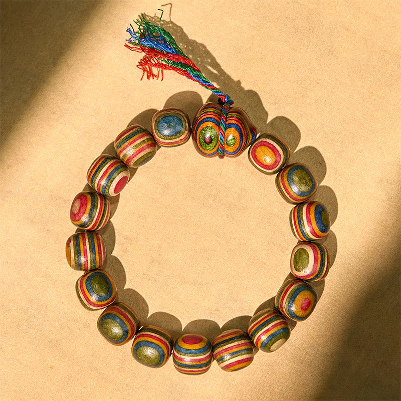 Buddha Stones Colorful Rainbow Eucalyptus Gourd Positive Bracelet - image 2