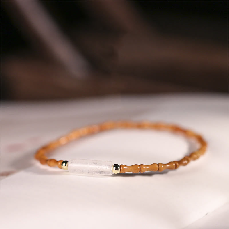 Buddha Stones Ultra-fine Olive Pit Peace Bracelet - Olive Pit & White Crystal(Wrist Circumference:14-16cm) - image 19