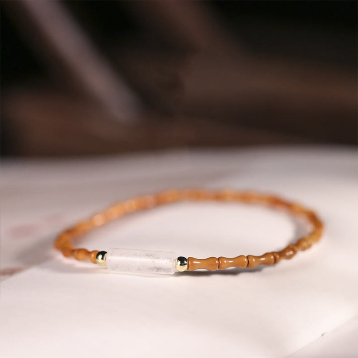 Buddha Stones Ultra-fine Olive Pit Peace Bracelet - Olive Pit & White Crystal(Wrist Circumference:14-16cm) - image 19