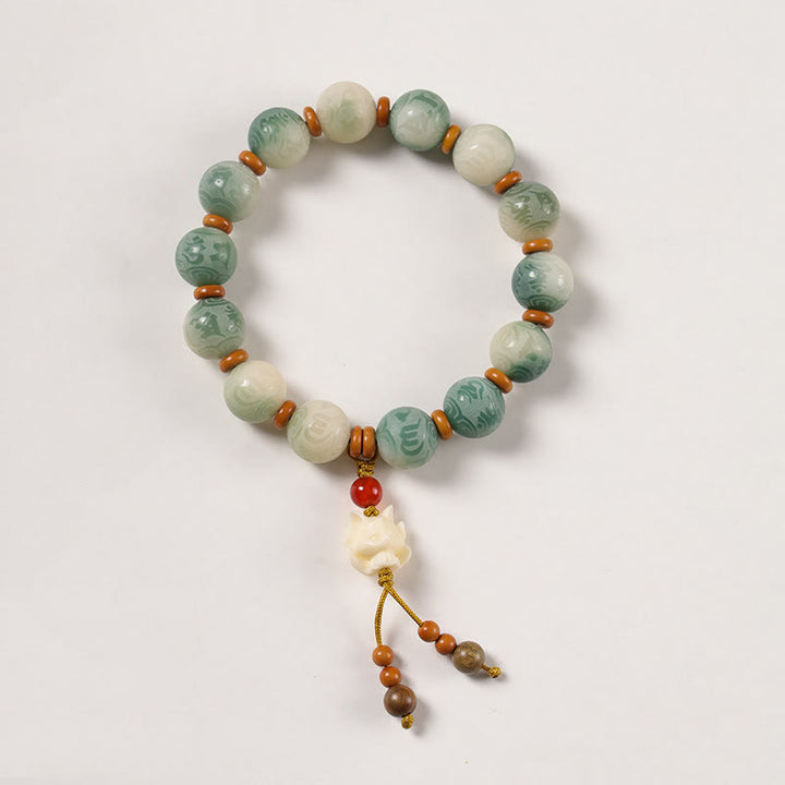 Buddha Stones Gradient Bodhi Seed Om Mani Padme Hum Carved Zakiram Peace Bracelet - Bodhi Seed & Nine-tailed Fox(Wrist Circumference:15-16cm) - image 10