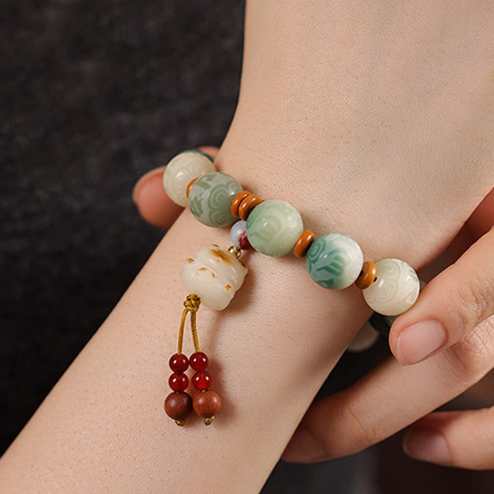 Buddha Stones Gradient Bodhi Seed Om Mani Padme Hum Carved Zakiram Peace Bracelet - image 8