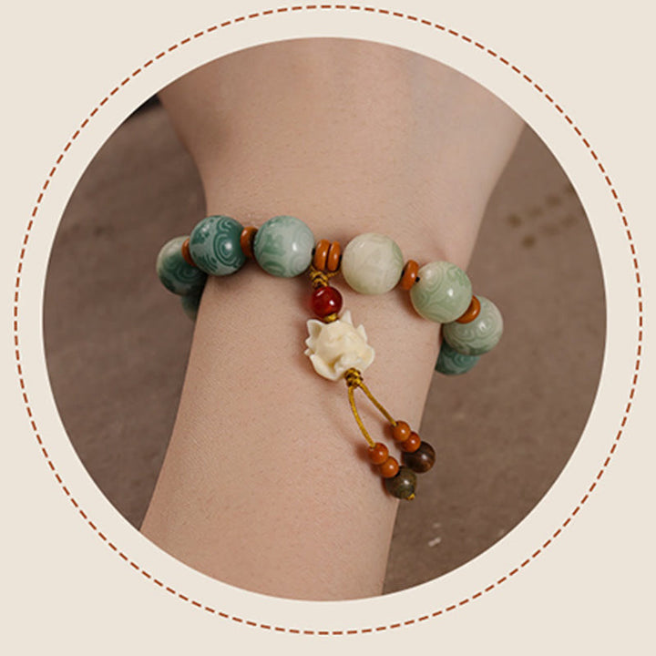 Buddha Stones Gradient Bodhi Seed Om Mani Padme Hum Carved Zakiram Peace Bracelet - image 14