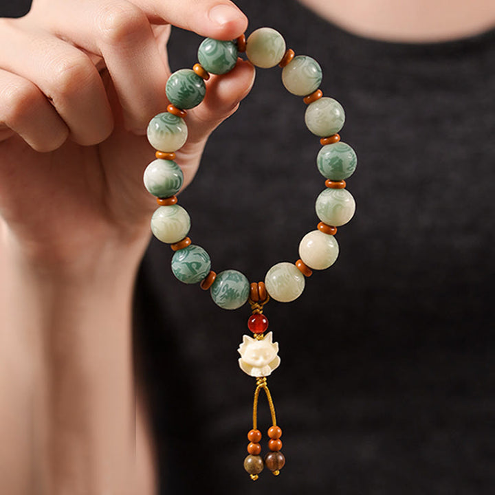 Buddha Stones Gradient Bodhi Seed Om Mani Padme Hum Carved Zakiram Peace Bracelet - image 13