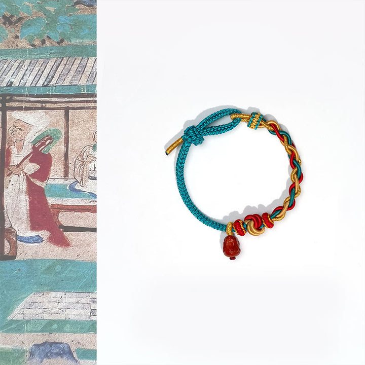 Buddha Stones Natural Red Agate Pixiu Confidence Four-strand Braid Rope Bracelet - Red Agate PiXiu (Wrist Circumference:15-22cm) - image 1