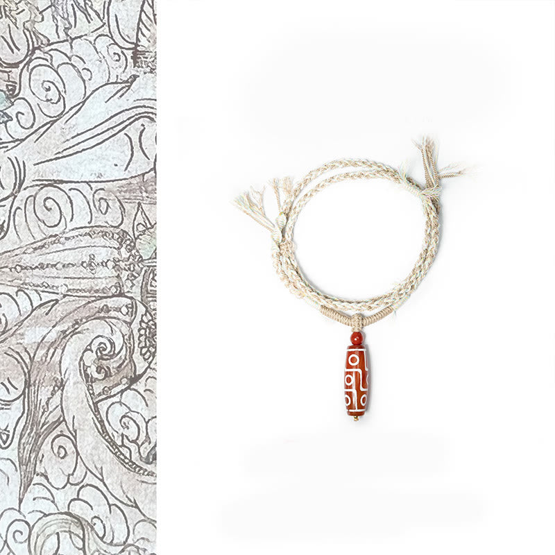 Buddha Stones Natural Red Agate Nine-eye Dzi Bead Power Rope Bracelet - Red Agate Nine-Eye Dzi Bead (Wrist Circumference:15-22cm) - image 1