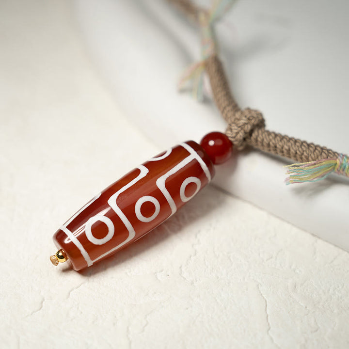 Buddha Stones Natural Red Agate Nine-eye Dzi Bead Power Rope Bracelet - image 9