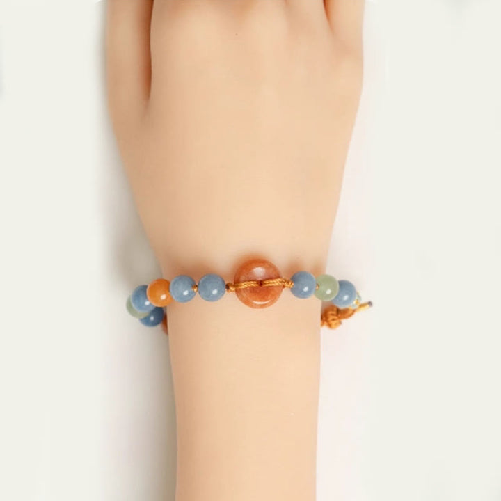 Buddha Stones Colored Aventurine Peace Buckle Cure Bracelet - image 5