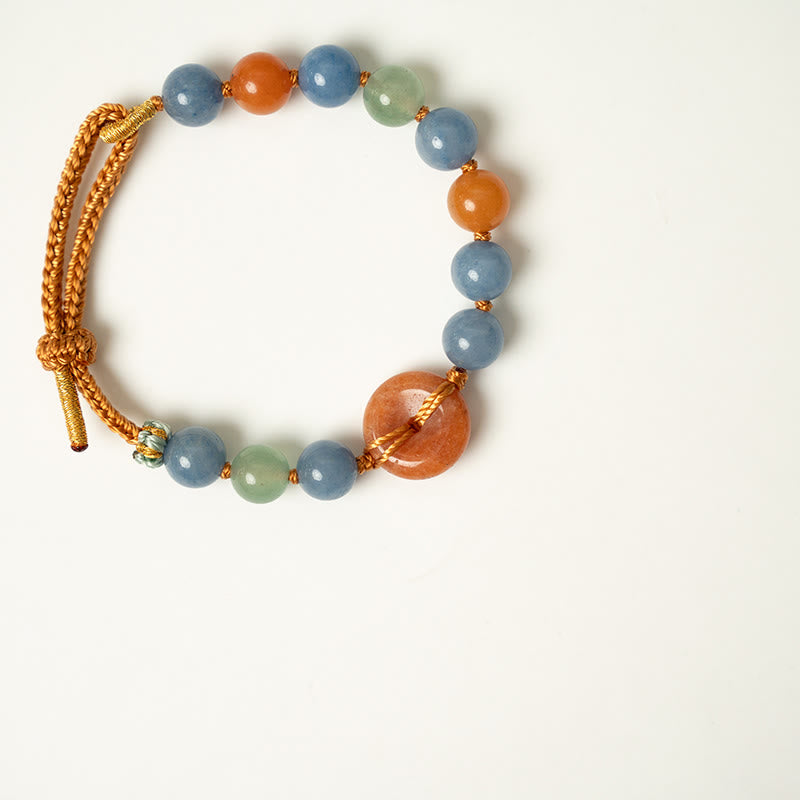 Buddha Stones Colored Aventurine Peace Buckle Cure Bracelet - image 6