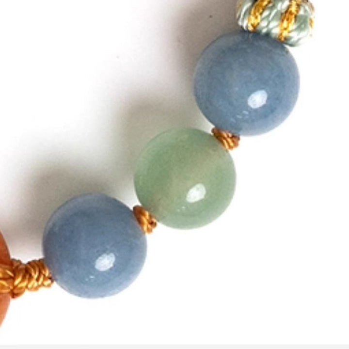 Buddha Stones Colored Aventurine Peace Buckle Cure Bracelet - image 16