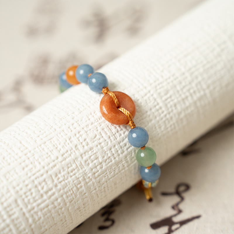 Buddha Stones Colored Aventurine Peace Buckle Cure Bracelet - image 4