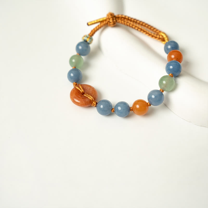 Buddha Stones Colored Aventurine Peace Buckle Cure Bracelet - image 3