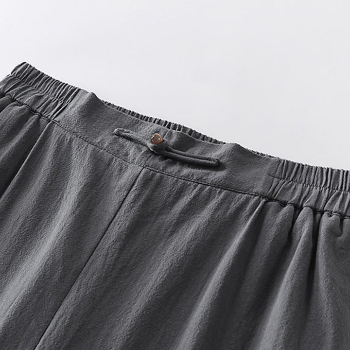 Buddha Stones 2Pcs V-Neck Cotton Half Sleeve Shirt Pants With Pockets Men's Meditation Cloth Set - image 12