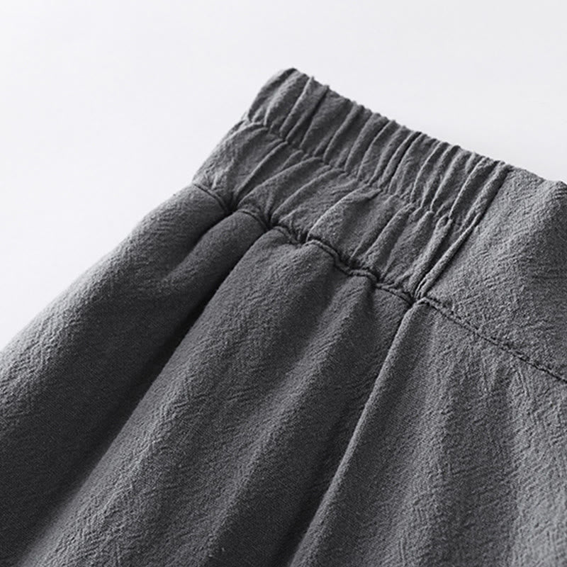 Buddha Stones 2Pcs V-Neck Cotton Half Sleeve Shirt Pants With Pockets Men's Meditation Cloth Set - image 13