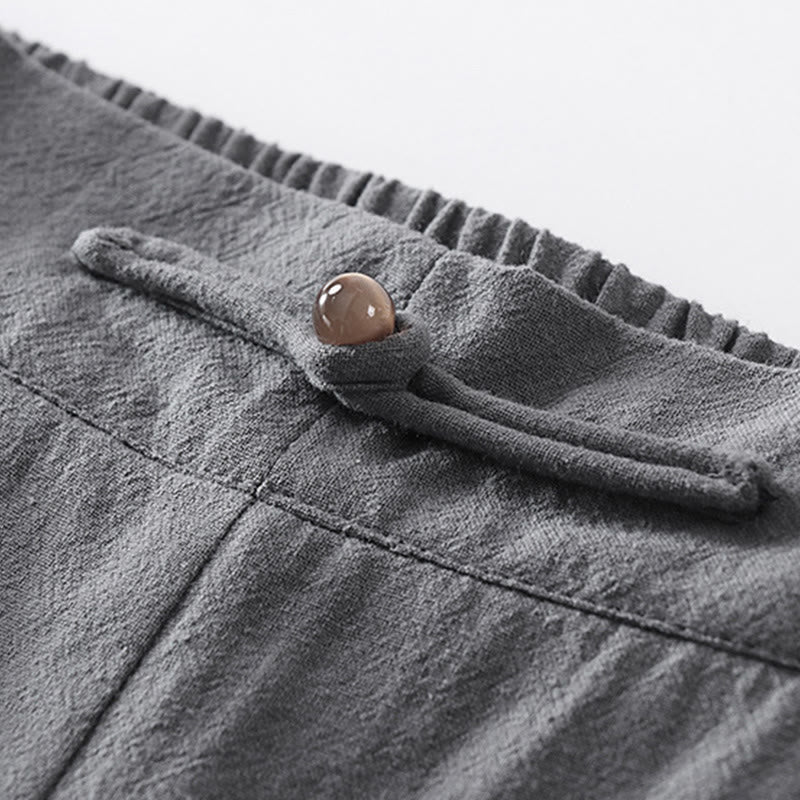 Buddha Stones 2Pcs V-Neck Cotton Half Sleeve Shirt Pants With Pockets Men's Meditation Cloth Set - image 15