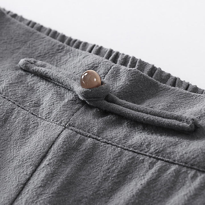 Buddha Stones 2Pcs V-Neck Cotton Half Sleeve Shirt Pants With Pockets Men's Meditation Cloth Set - image 15