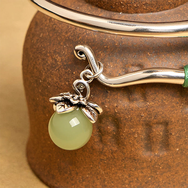 Buddha Stones Copper Alloy Green Bead Charm Luck Cuff Bracelet Bangle - image 10