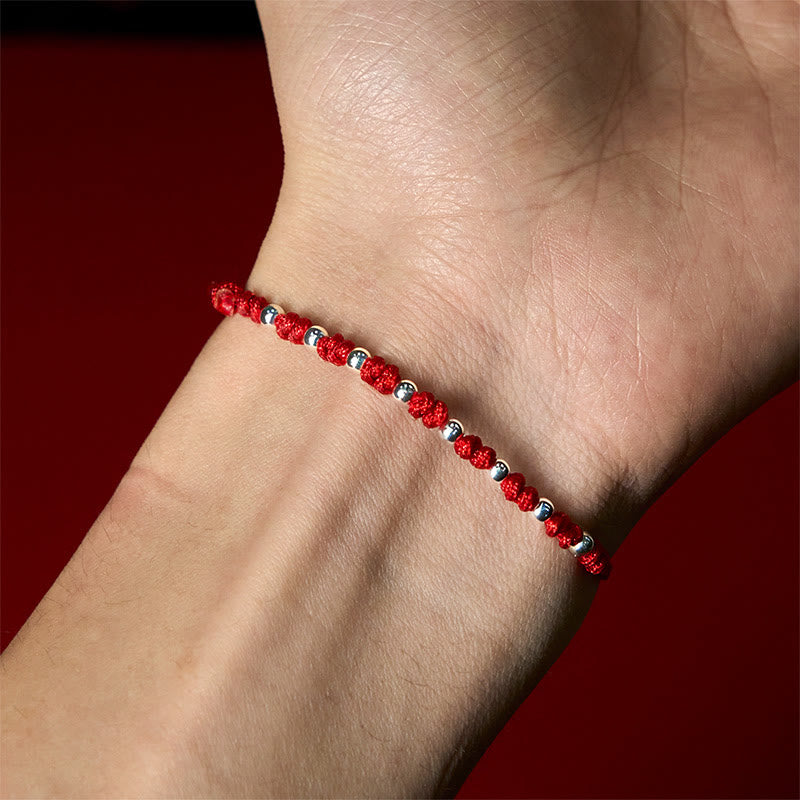 Buddha Stones 925 Sterling Silver Beads Red String Adjustable Luck Bracelet - image 16