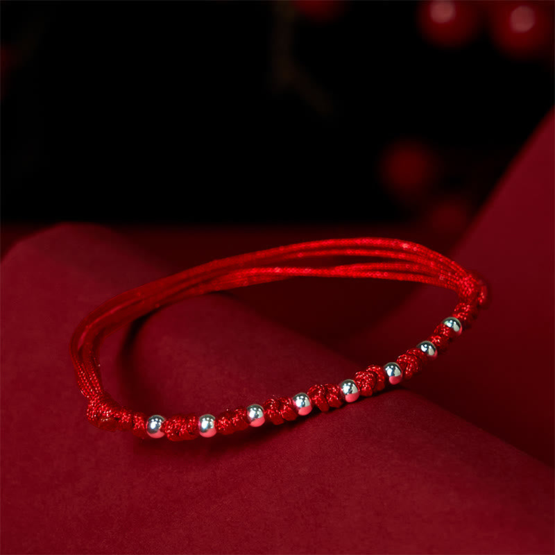 Buddha Stones 925 Sterling Silver Beads Red String Adjustable Luck Bracelet - image 3