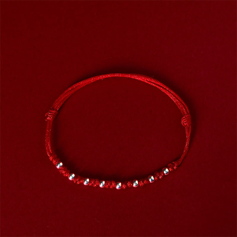 Buddha Stones 925 Sterling Silver Beads Red String Adjustable Luck Bracelet - image 2