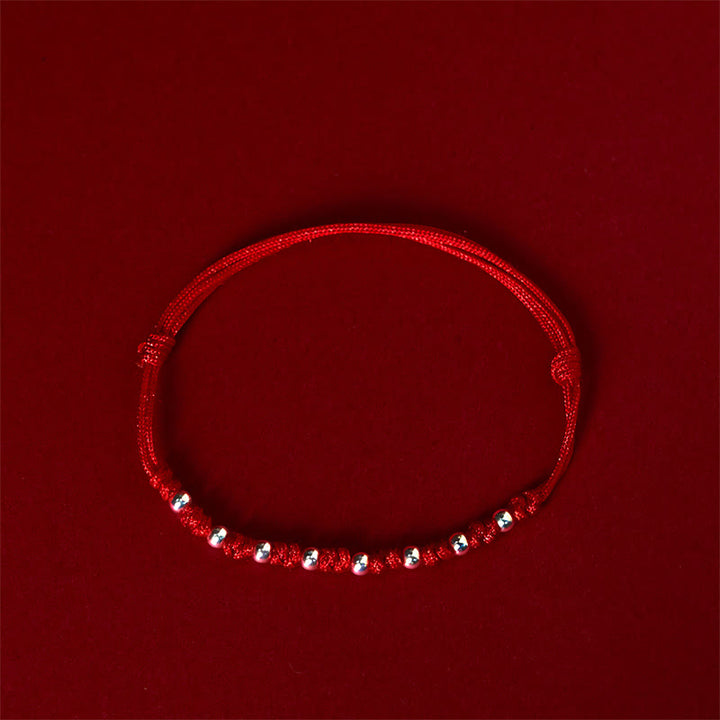 Buddha Stones 925 Sterling Silver Beads Red String Adjustable Luck Bracelet - image 2