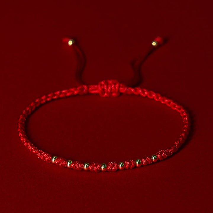 Buddha Stones 925 Sterling Silver Plated Gold Beads Red String Braided Protection Bracelet - 925 Sterling Silver(Wrist Circumference: 15-20cm) - image 1