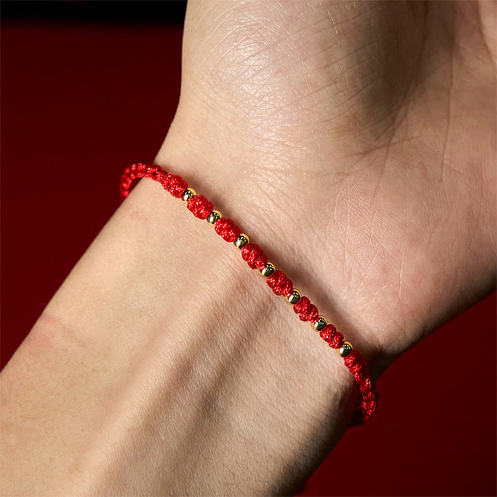 Buddha Stones 925 Sterling Silver Plated Gold Beads Red String Braided Protection Bracelet - image 17