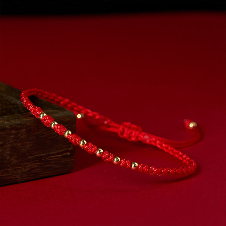Buddha Stones 925 Sterling Silver Plated Gold Beads Red String Braided Protection Bracelet - image 4