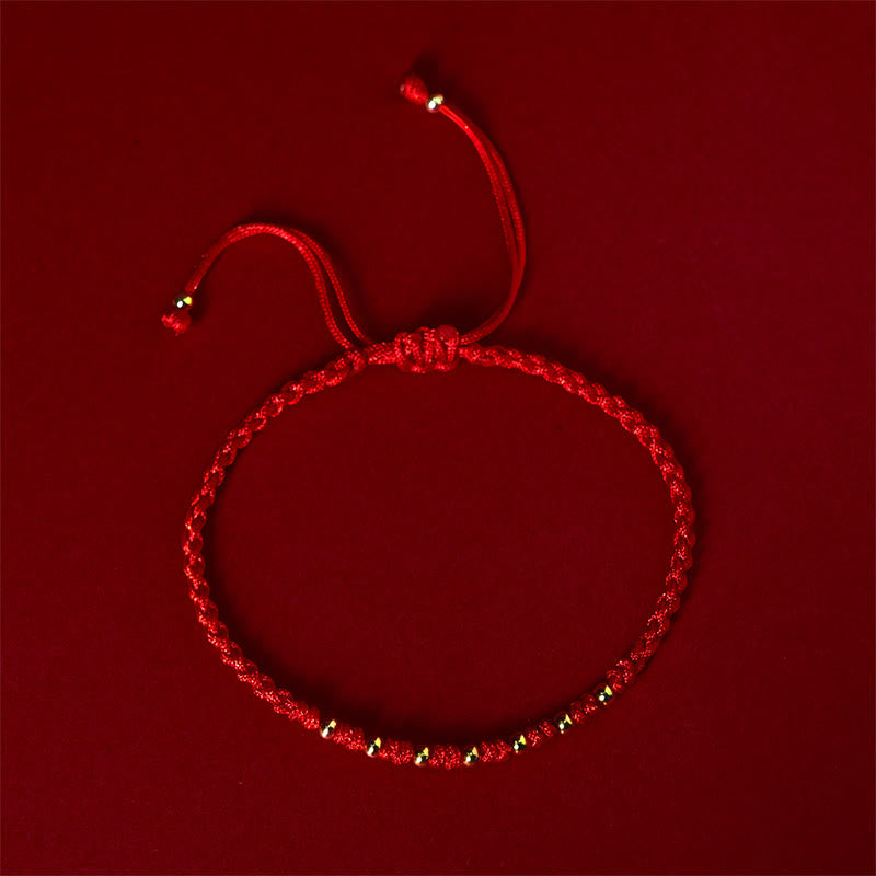 Buddha Stones 925 Sterling Silver Plated Gold Beads Red String Braided Protection Bracelet - image 2