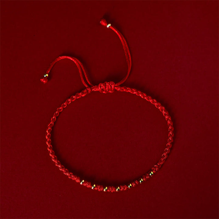 Buddha Stones 925 Sterling Silver Plated Gold Beads Red String Braided Protection Bracelet - image 2