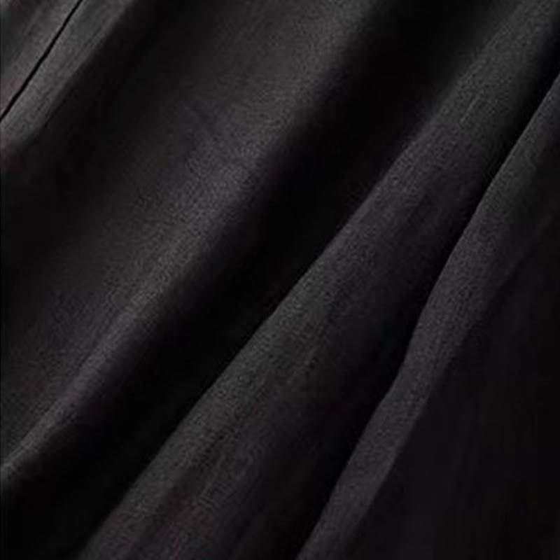 Buddha Stones Casual Solid Color One Button Cotton Women's Wide Leg Pants With Pockets - image 10