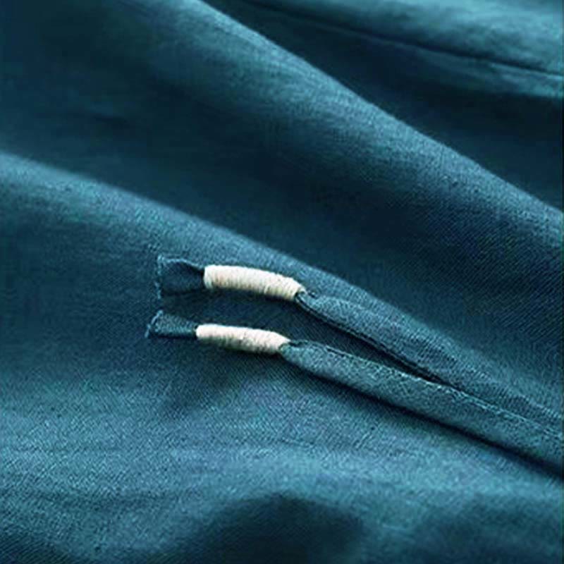 Buddha Stones Casual Solid Color One Button Cotton Women's Wide Leg Pants With Pockets - image 24