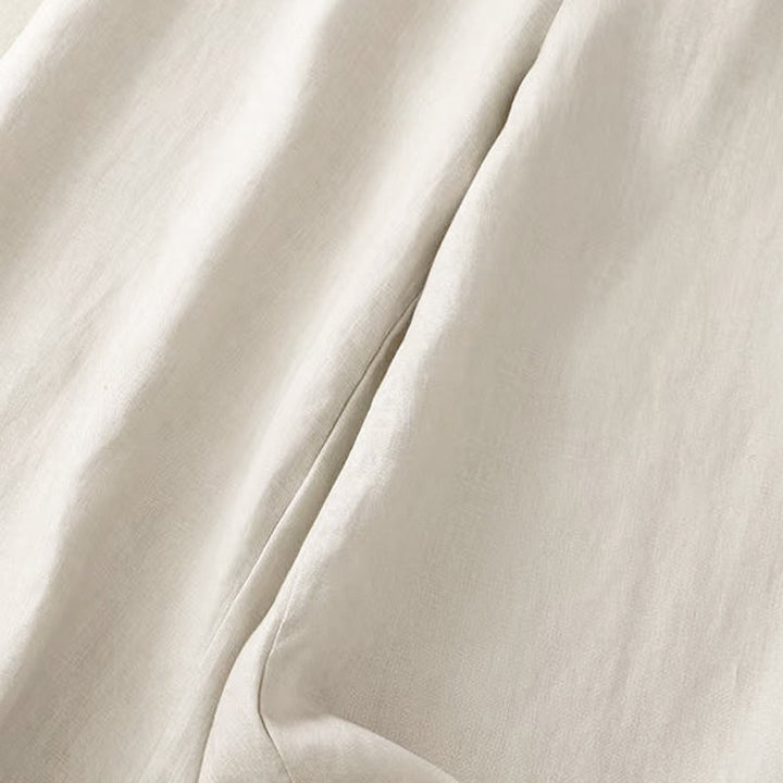 Buddha Stones Casual Solid Color One Button Cotton Women's Wide Leg Pants With Pockets - image 17