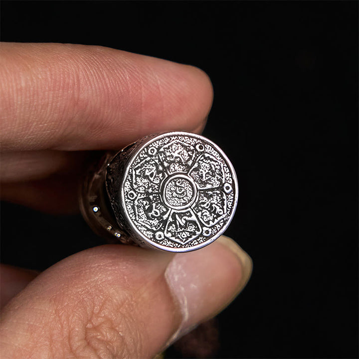 Buddha Stones Om Mani Padme Hum Ghau Prayer Box Copper Plated Silver Luck Key Chain - image 5