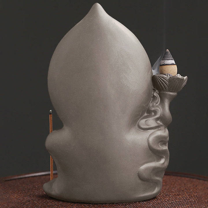 Buddha Stones Tibetan Avalokitesvara Buddha Lotus Healing Backflow Smoke Fountain Incense Burner - image 6