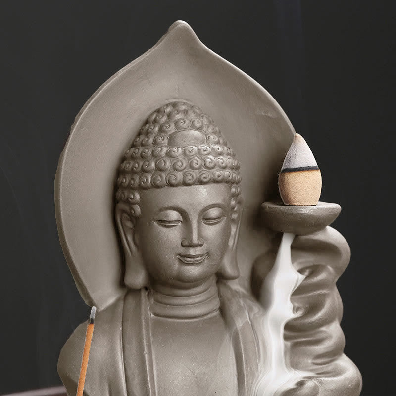 Buddha Stones Tibetan Avalokitesvara Buddha Lotus Healing Backflow Smoke Fountain Incense Burner - image 16