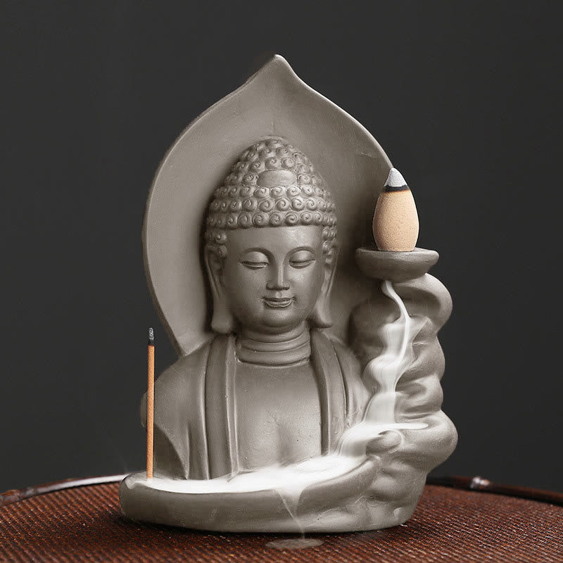 Buddha Stones Tibetan Avalokitesvara Buddha Lotus Healing Backflow Smoke Fountain Incense Burner - Buddha - image 13
