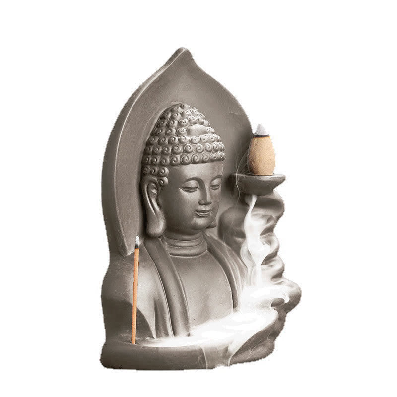 Buddha Stones Tibetan Avalokitesvara Buddha Lotus Healing Backflow Smoke Fountain Incense Burner - image 22