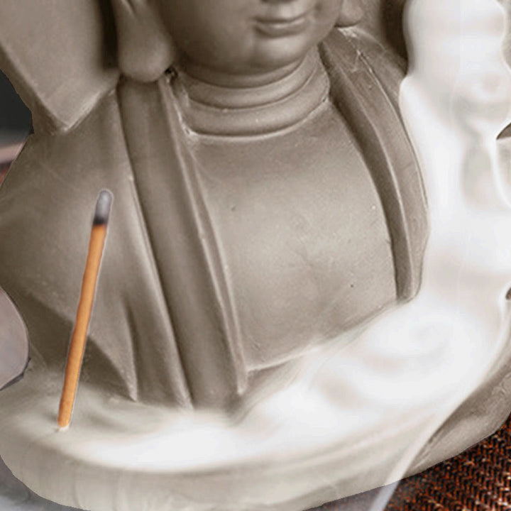 Buddha Stones Tibetan Avalokitesvara Buddha Lotus Healing Backflow Smoke Fountain Incense Burner - image 20