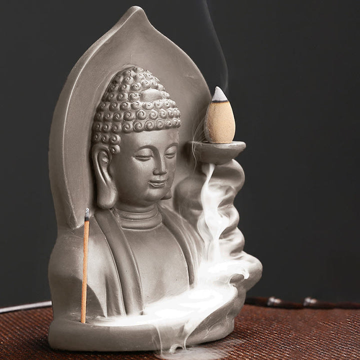 Buddha Stones Tibetan Avalokitesvara Buddha Lotus Healing Backflow Smoke Fountain Incense Burner - image 14