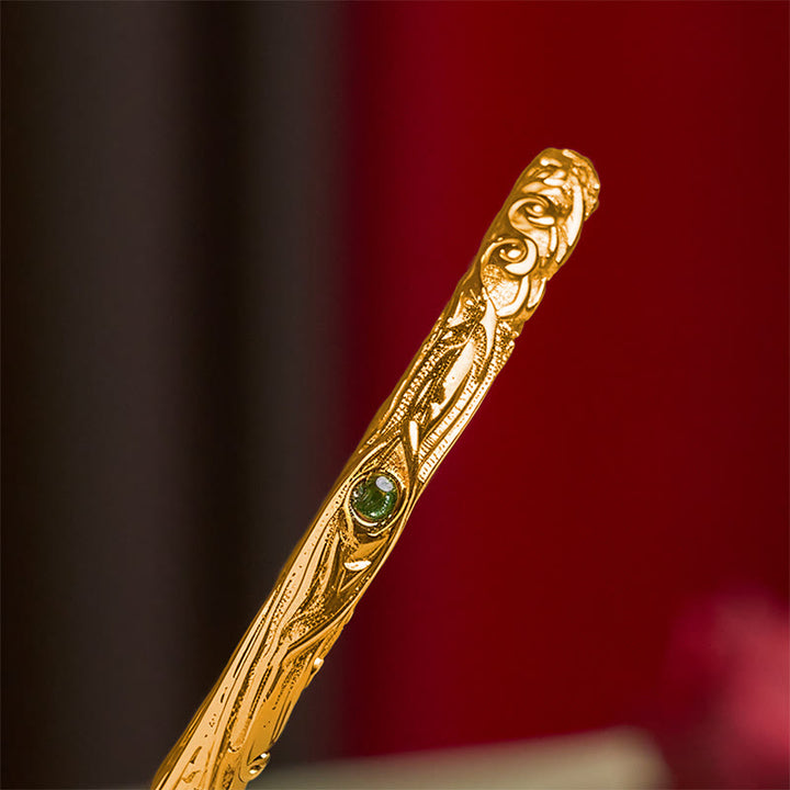 Buddha Stones Hollow Universe Circle Design Copper Plated Gold Wealth Bracelet Bangle - image 6