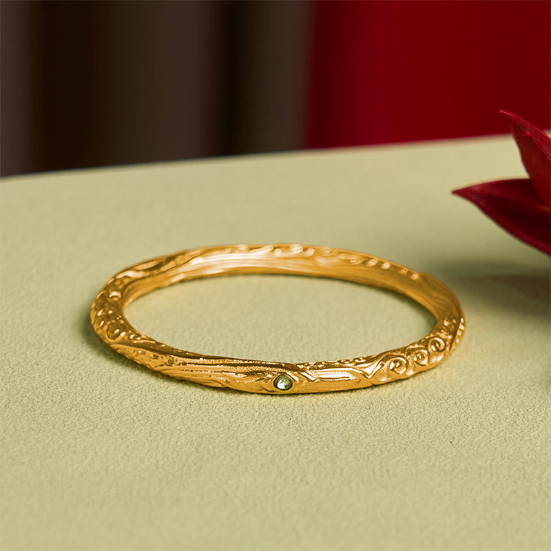 Buddha Stones Hollow Universe Circle Design Copper Plated Gold Wealth Bracelet Bangle - image 2