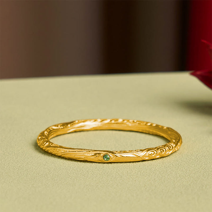 Buddha Stones Hollow Universe Circle Design Copper Plated Gold Wealth Bracelet Bangle - image 3