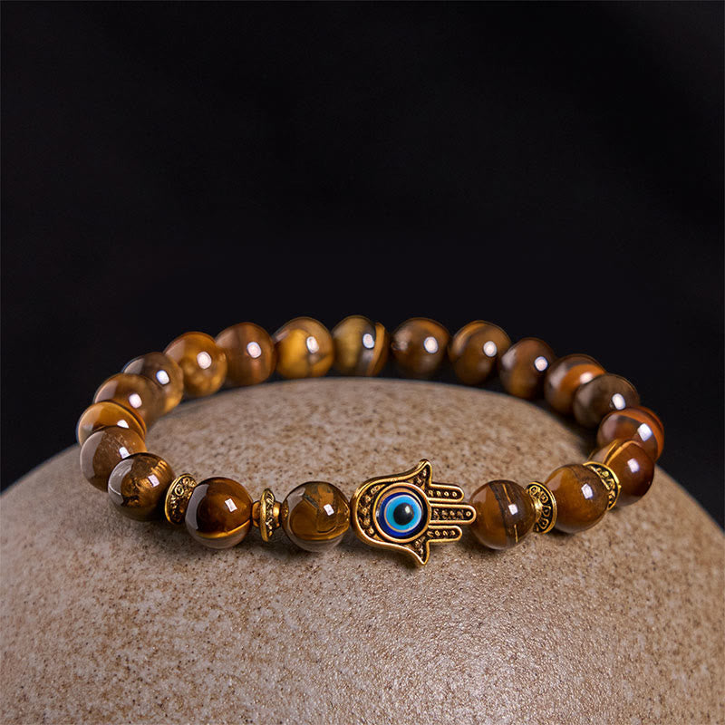 Buddha Stones Tiger Eye Beads Evil Eye Courage Bracelet - image 2