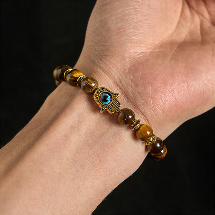 Buddha Stones Tiger Eye Beads Evil Eye Courage Bracelet - image 4