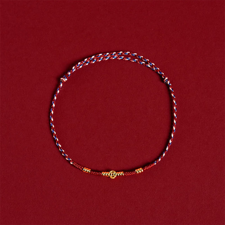 Buddha Stones Handmade Braided Red String Copper Coins Luck Bracelet - image 2
