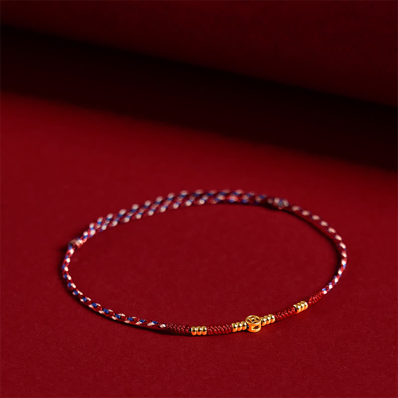 Buddha Stones Handmade Braided Red String Copper Coins Luck Bracelet - Red Rope(Wrist Circumference:15-17cm) - image 1