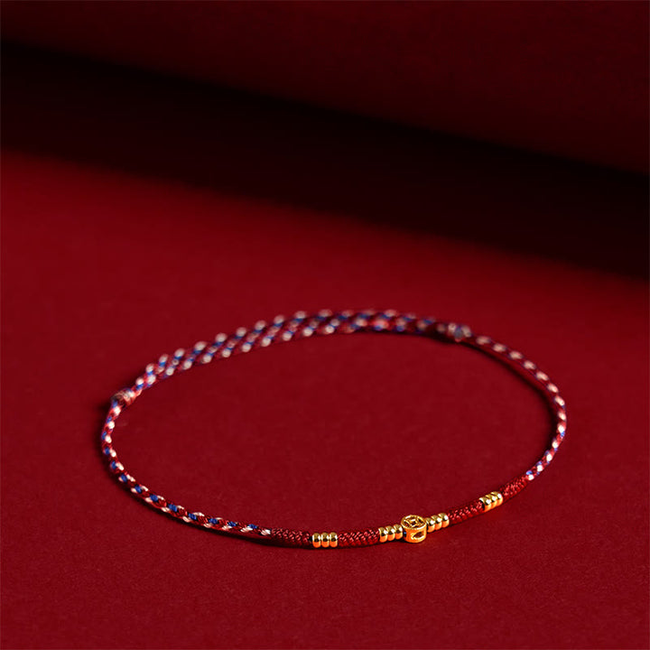 Buddha Stones Handmade Braided Red String Copper Coins Luck Bracelet - Red Rope(Wrist Circumference:15-17cm) - image 1