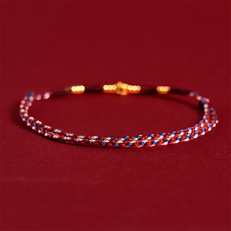 Buddha Stones Handmade Braided Red String Copper Coins Luck Bracelet - image 3